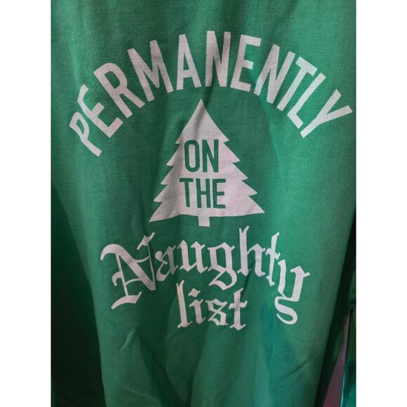 Lost Gods Christmas Sweatshirt 3x Womens Plus Size Naughty List Green Holiday - Picture 2 of 4